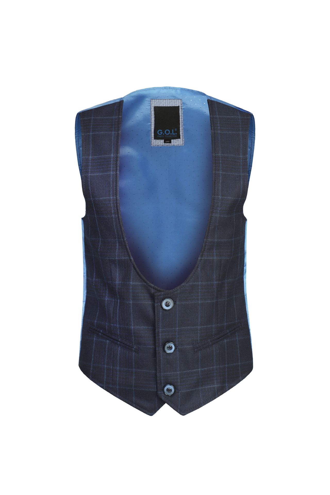 Boys-Karo-Weste Slim-Fit